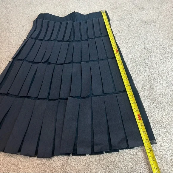 Akris navy blue Mesh-Patchwork Wrap midi Skirt Sz 8